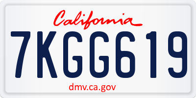 CA license plate 7KGG619