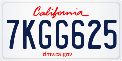 CA license plate 7KGG625