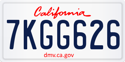 CA license plate 7KGG626