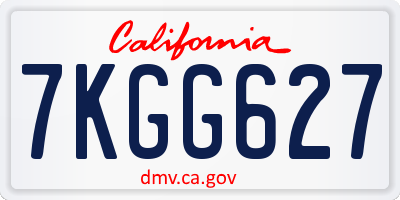 CA license plate 7KGG627