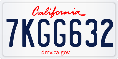 CA license plate 7KGG632