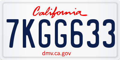 CA license plate 7KGG633