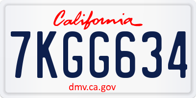 CA license plate 7KGG634