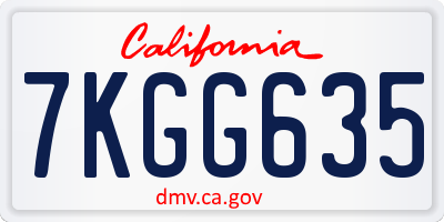 CA license plate 7KGG635