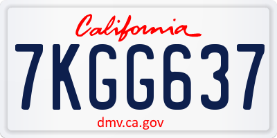 CA license plate 7KGG637