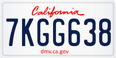 CA license plate 7KGG638
