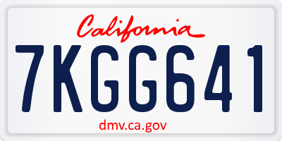 CA license plate 7KGG641