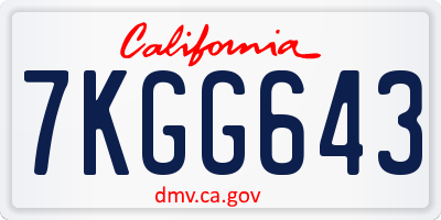 CA license plate 7KGG643