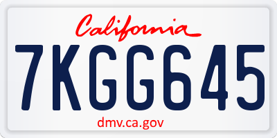 CA license plate 7KGG645