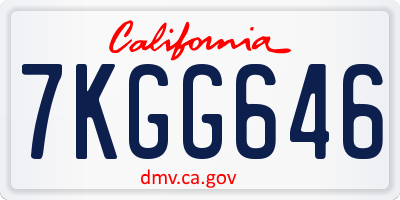 CA license plate 7KGG646