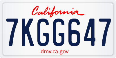 CA license plate 7KGG647