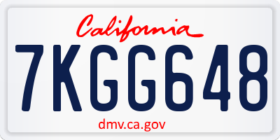 CA license plate 7KGG648