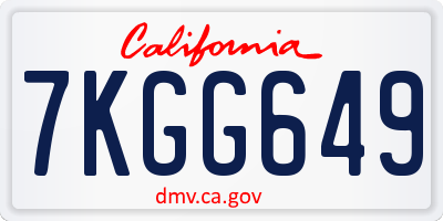 CA license plate 7KGG649