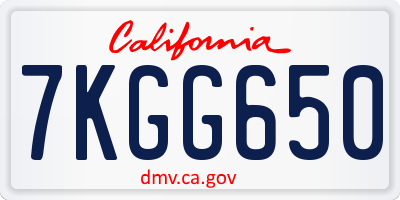CA license plate 7KGG650