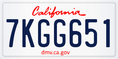 CA license plate 7KGG651