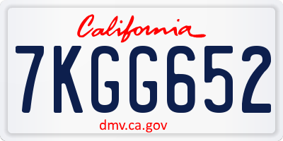 CA license plate 7KGG652