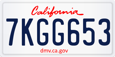 CA license plate 7KGG653