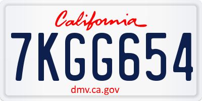 CA license plate 7KGG654
