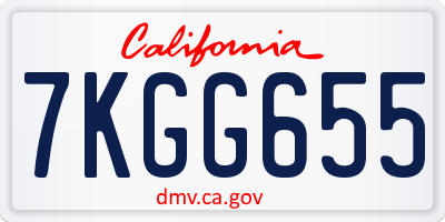 CA license plate 7KGG655