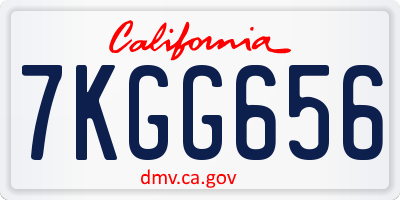 CA license plate 7KGG656