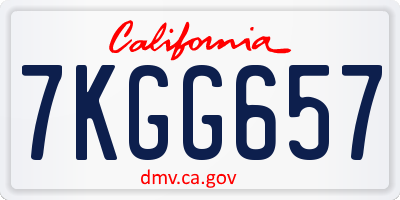 CA license plate 7KGG657