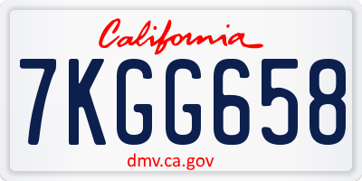 CA license plate 7KGG658