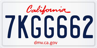 CA license plate 7KGG662