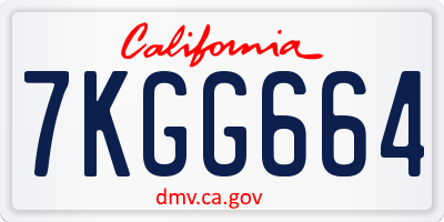 CA license plate 7KGG664