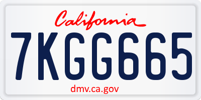 CA license plate 7KGG665