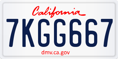 CA license plate 7KGG667