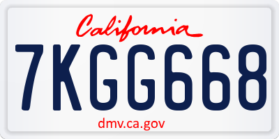 CA license plate 7KGG668