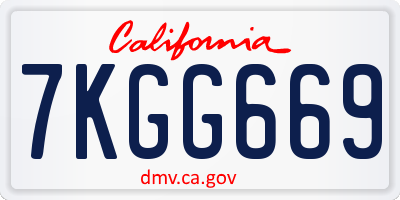 CA license plate 7KGG669