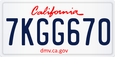 CA license plate 7KGG670
