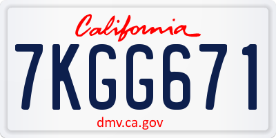 CA license plate 7KGG671