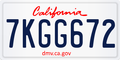 CA license plate 7KGG672
