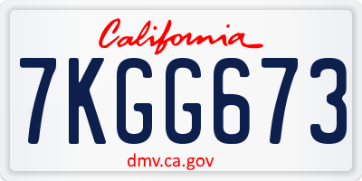 CA license plate 7KGG673