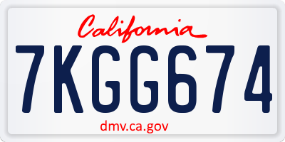 CA license plate 7KGG674