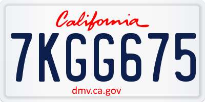 CA license plate 7KGG675