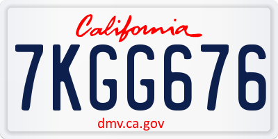 CA license plate 7KGG676