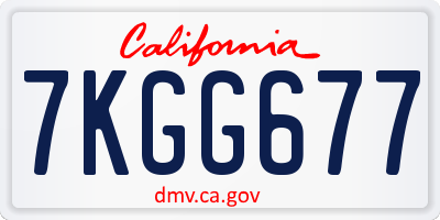 CA license plate 7KGG677