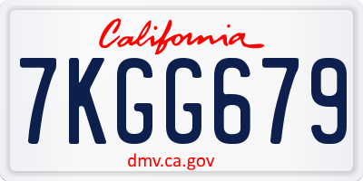 CA license plate 7KGG679