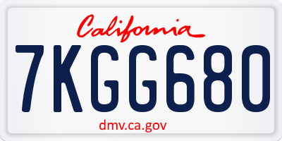 CA license plate 7KGG680