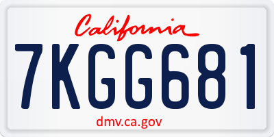 CA license plate 7KGG681