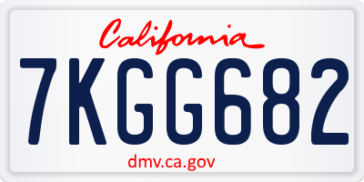 CA license plate 7KGG682
