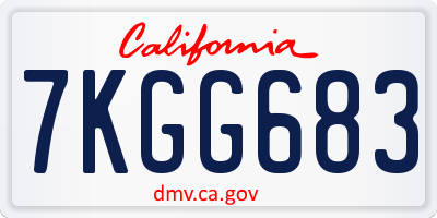 CA license plate 7KGG683