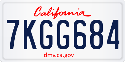 CA license plate 7KGG684