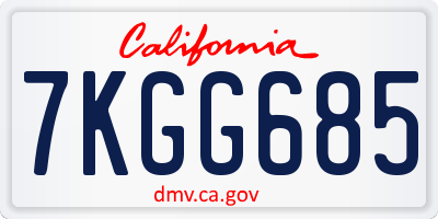 CA license plate 7KGG685