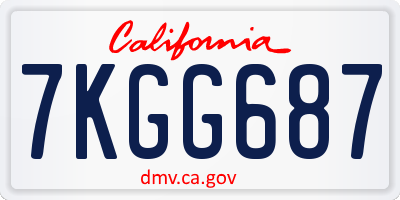 CA license plate 7KGG687
