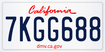 CA license plate 7KGG688