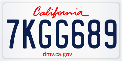 CA license plate 7KGG689